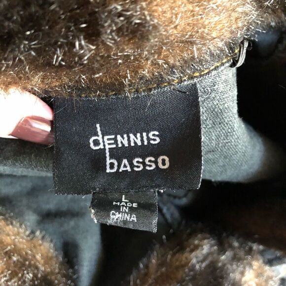 Dennis Basso Mob Wife Dark Denim Faux Fur Trim Jean Jacket - L - Picture 13 of 14